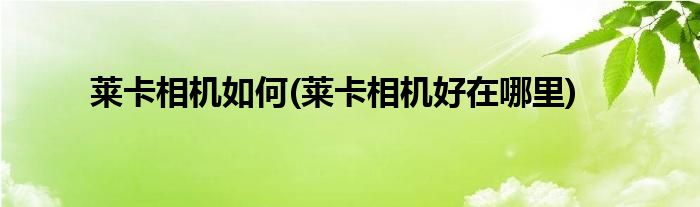 莱卡相机如何(莱卡相机好在哪里)