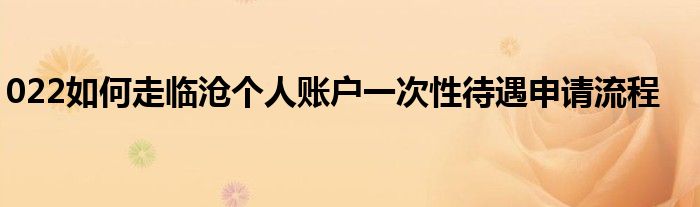022如何走临沧个人账户一次性待遇申请流程