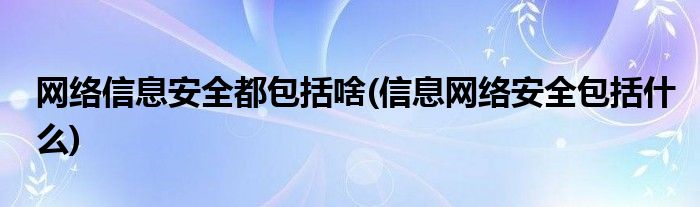网络信息安全都包括啥(信息网络安全包括什么)