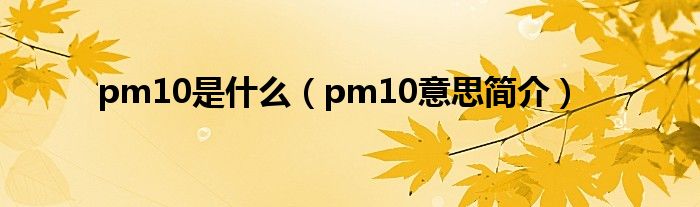pm10是什么（pm10意思简介）