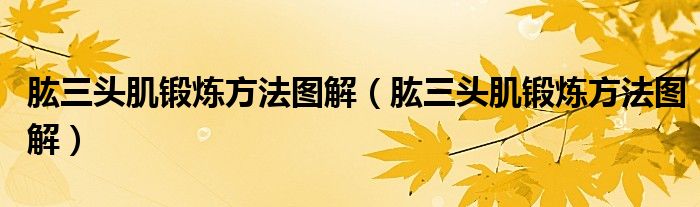 肱三头肌锻炼方法图解（肱三头肌锻炼方法图解）