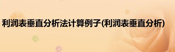 利润表垂直分析法计算例子(利润表垂直分析)