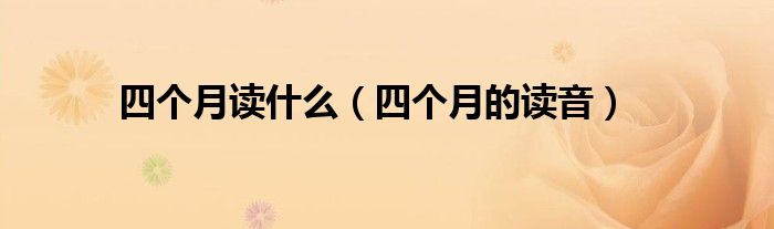 四个月读什么（四个月的读音）