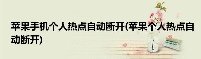 苹果手机个人热点自动断开(苹果个人热点自动断开)