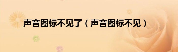 声音图标不见了（声音图标不见）