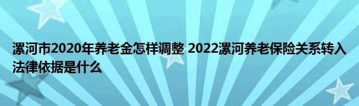 漯河市2020年养老金怎样调整 2022漯河养老保险关系转入法律依据是什么