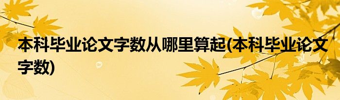 本科毕业论文字数从哪里算起(本科毕业论文字数)