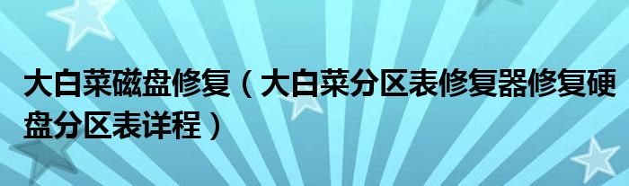 大白菜磁盘修复（大白菜分区表修复器修复硬盘分区表详程）