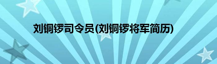 刘铜锣司令员(刘铜锣将军简历)