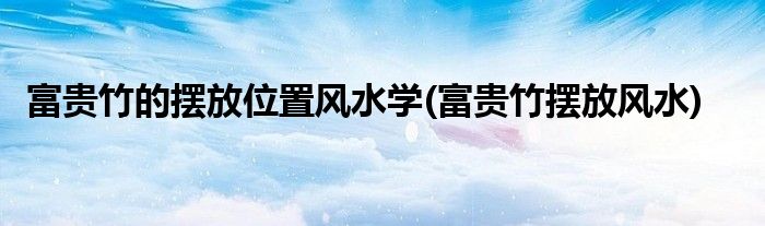 富贵竹的摆放位置风水学(富贵竹摆放风水)
