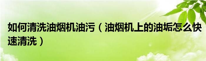 如何清洗油烟机油污（油烟机上的油垢怎么快速清洗）