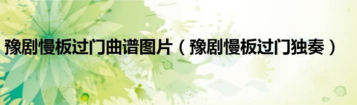 豫剧慢板过门曲谱图片（豫剧慢板过门独奏）