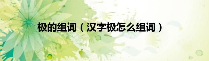 极的组词（汉字极怎么组词）