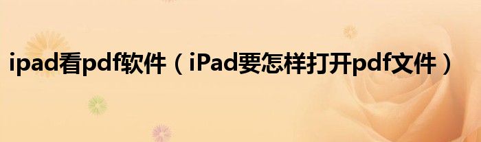 ipad看pdf软件（iPad要怎样打开pdf文件）