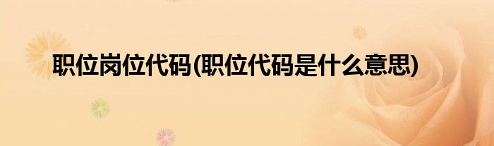 职位岗位代码(职位代码是什么意思)