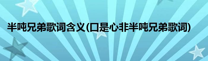 半吨兄弟歌词含义(口是心非半吨兄弟歌词)