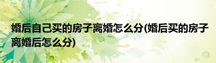 婚后自己买的房子离婚怎么分(婚后买的房子离婚后怎么分)