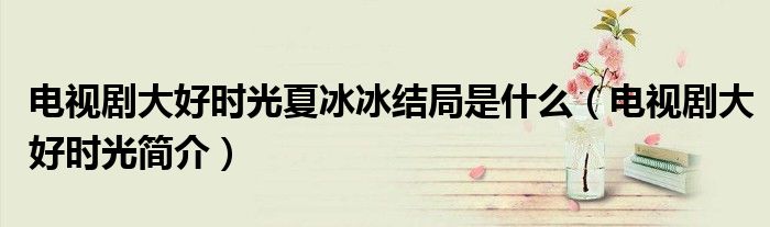 电视剧大好时光夏冰冰结局是什么（电视剧大好时光简介）