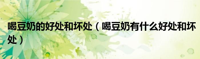 喝豆奶的好处和坏处（喝豆奶有什么好处和坏处）