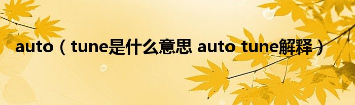auto（tune是什么意思 auto tune解释）