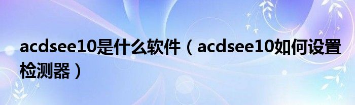 acdsee10是什么软件（acdsee10如何设置检测器）