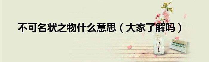 不可名状之物什么意思（大家了解吗）