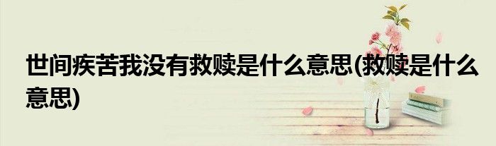 世间疾苦我没有救赎是什么意思(救赎是什么意思)