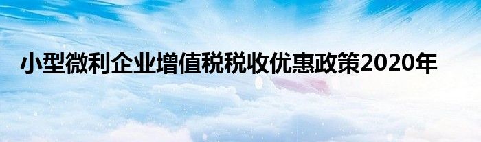 小型微利企业增值税税收优惠政策2020年