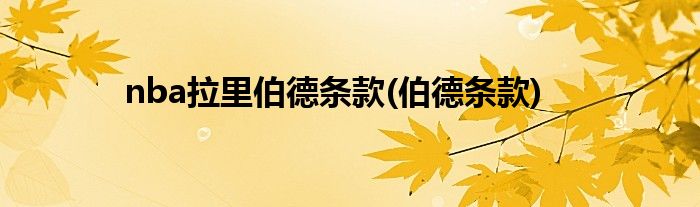nba拉里伯德条款(伯德条款)