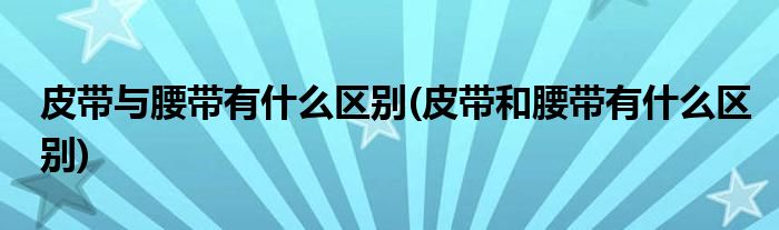 皮带与腰带有什么区别(皮带和腰带有什么区别)