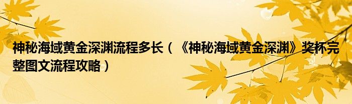 神秘海域黄金深渊流程多长（《神秘海域黄金深渊》奖杯完整图文流程攻略）
