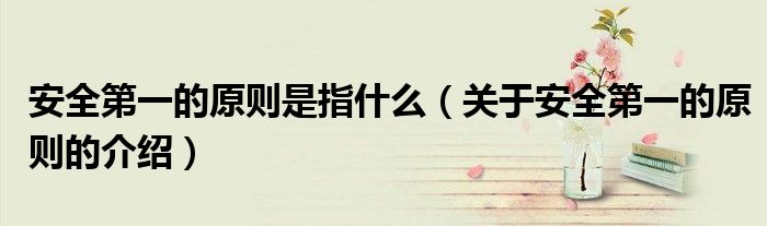 安全的原则是指什么（关于安全的原则的介绍）