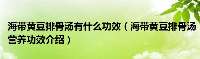 海带黄豆排骨汤有什么功效（海带黄豆排骨汤营养功效介绍）