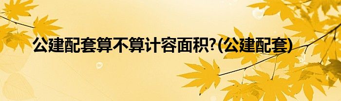 公建配套算不算计容面积?(公建配套)