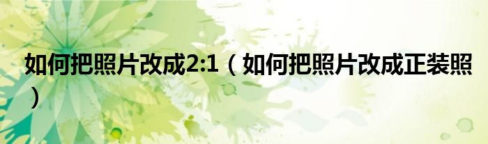 如何把照片改成2:1（如何把照片改成正装照）
