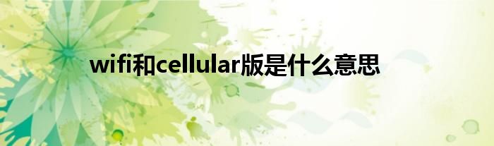 wifi和cellular版是什么意思