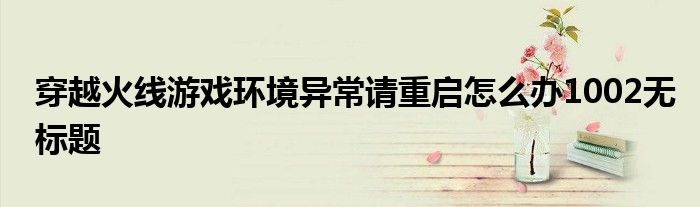 穿越火线游戏环境异常请重启怎么办1002无标题