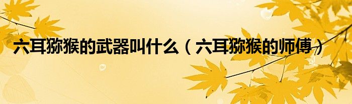 六耳猕猴的武器叫什么（六耳猕猴的师傅）