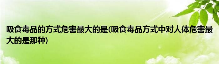 吸食毒品的方式危害更大的是(吸食毒品方式中对人体危害更大的是那种)