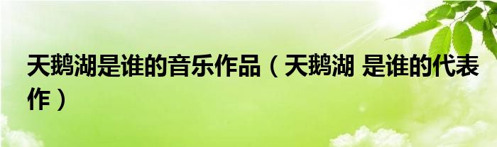天鹅湖是谁的音乐作品（天鹅湖 是谁的代表作）