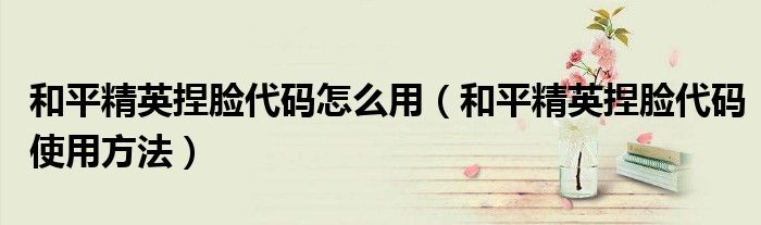 和平精英捏脸代码怎么用（和平精英捏脸代码使用方法）
