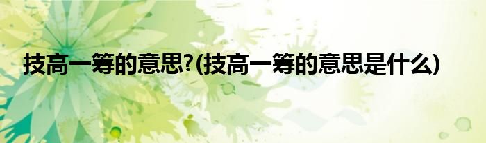 技高一筹的意思?(技高一筹的意思是什么)