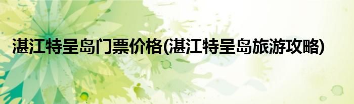 湛江特呈岛门票价格(湛江特呈岛旅游攻略)
