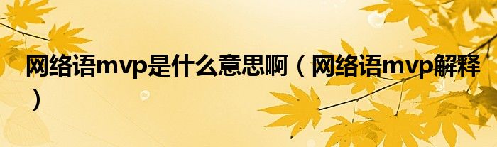 网络语mvp是什么意思啊（网络语mvp解释）