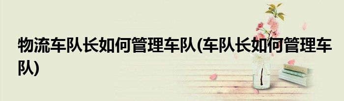 物流车队长如何管理车队(车队长如何管理车队)