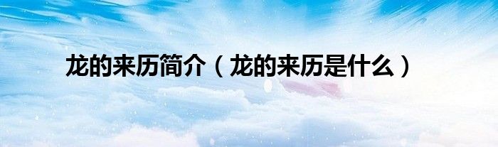 龙的来历简介（龙的来历是什么）