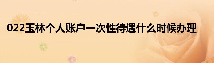 022玉林个人账户一次性待遇什么时候办理