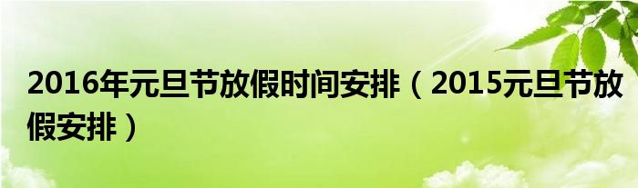2016年元旦节放假时间安排（2015元旦节放假安排）