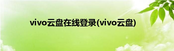 vivo云盘在线登录(vivo云盘)