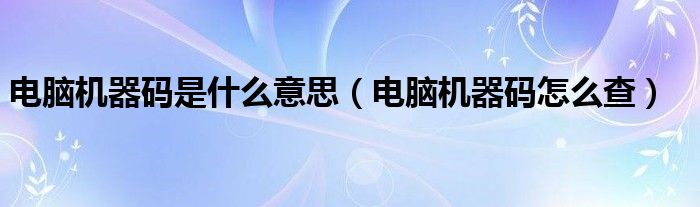 电脑机器码是什么意思（电脑机器码怎么查）